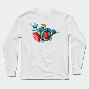 exotic red eucalyptus flower with blue green leaves Long Sleeve T-Shirt